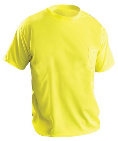 Occunomix LUX-XSSPB Hi-Viz Short Sleeve Wicking Birdseye T-shirt Yellow Front