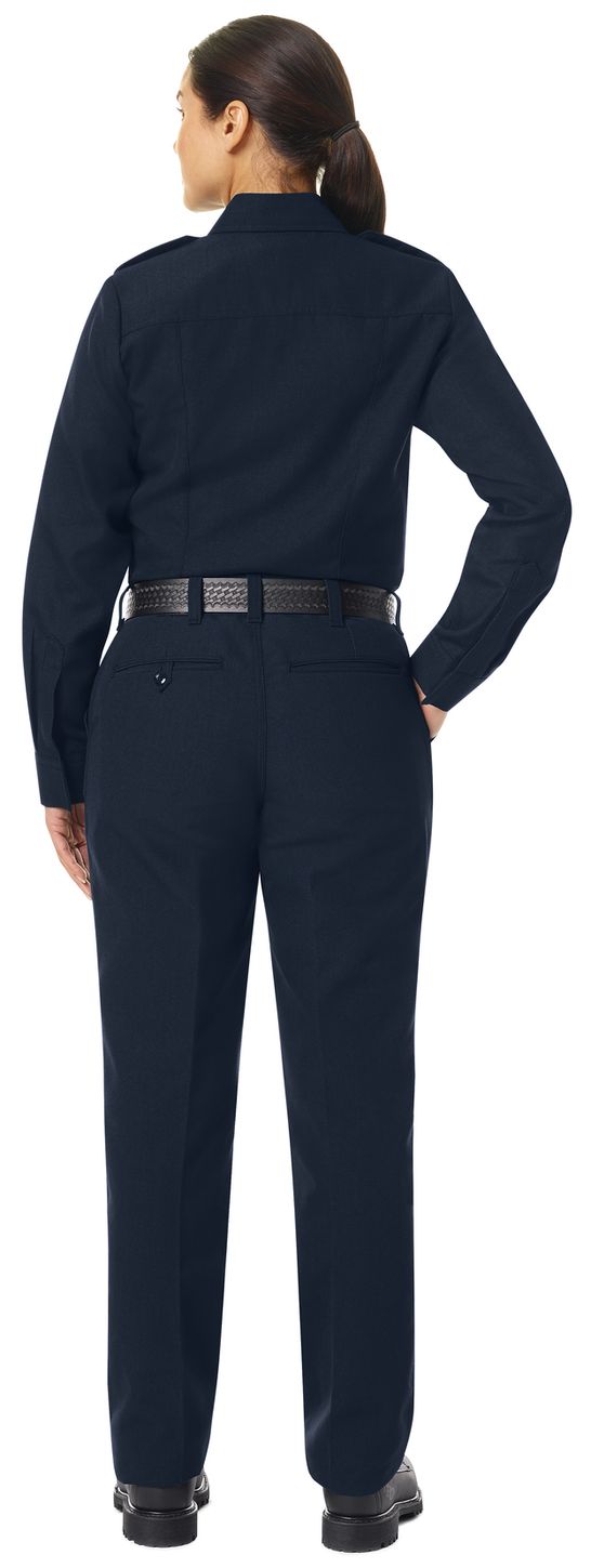 Workrite FR Women's Fire Chief Shirt FSC5, Classic Long Sleeve Midnight Navy Example Back