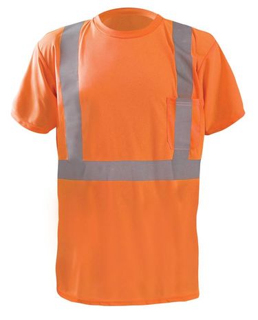 Occunomix LUX-SSTP2BX Short Sleeve Wicking Birdseye X-Back T-Shirt w/Pocket Orange Front
