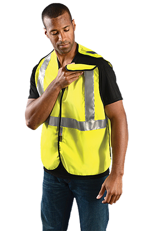 Occunomix LUX-SSCBRFR Hi-Viz Flame Resistant Single Stripe 5-PT Break-Away Solid Vest Example