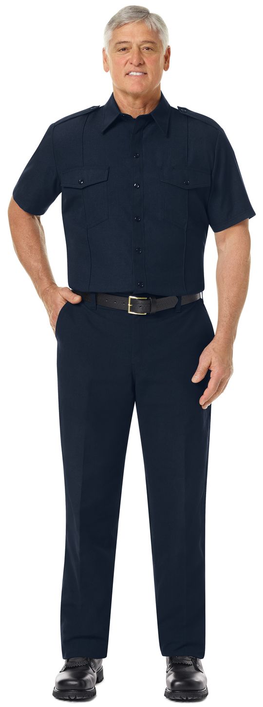 Workrite FR Shirt FSC6, Fire Chief, Classic Short Sleeve Midnight Navy Example Front