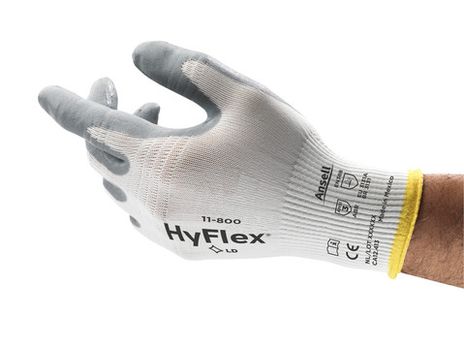 Ansell HyFlex Nylon Gloves 11-800 - Nitrile Foam Coated Back Example