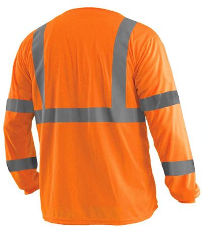 Occunomix LUX-LSETP3B Long Sleeve Wicking Birdseye T-Shirt With Pocket Orange Back