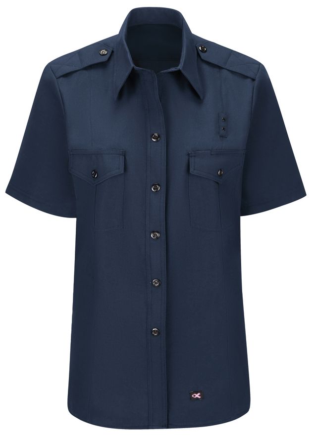 Workrite FR Women's Fire Chief Shirt FSC3, Classic Short Sleeve Navy Front