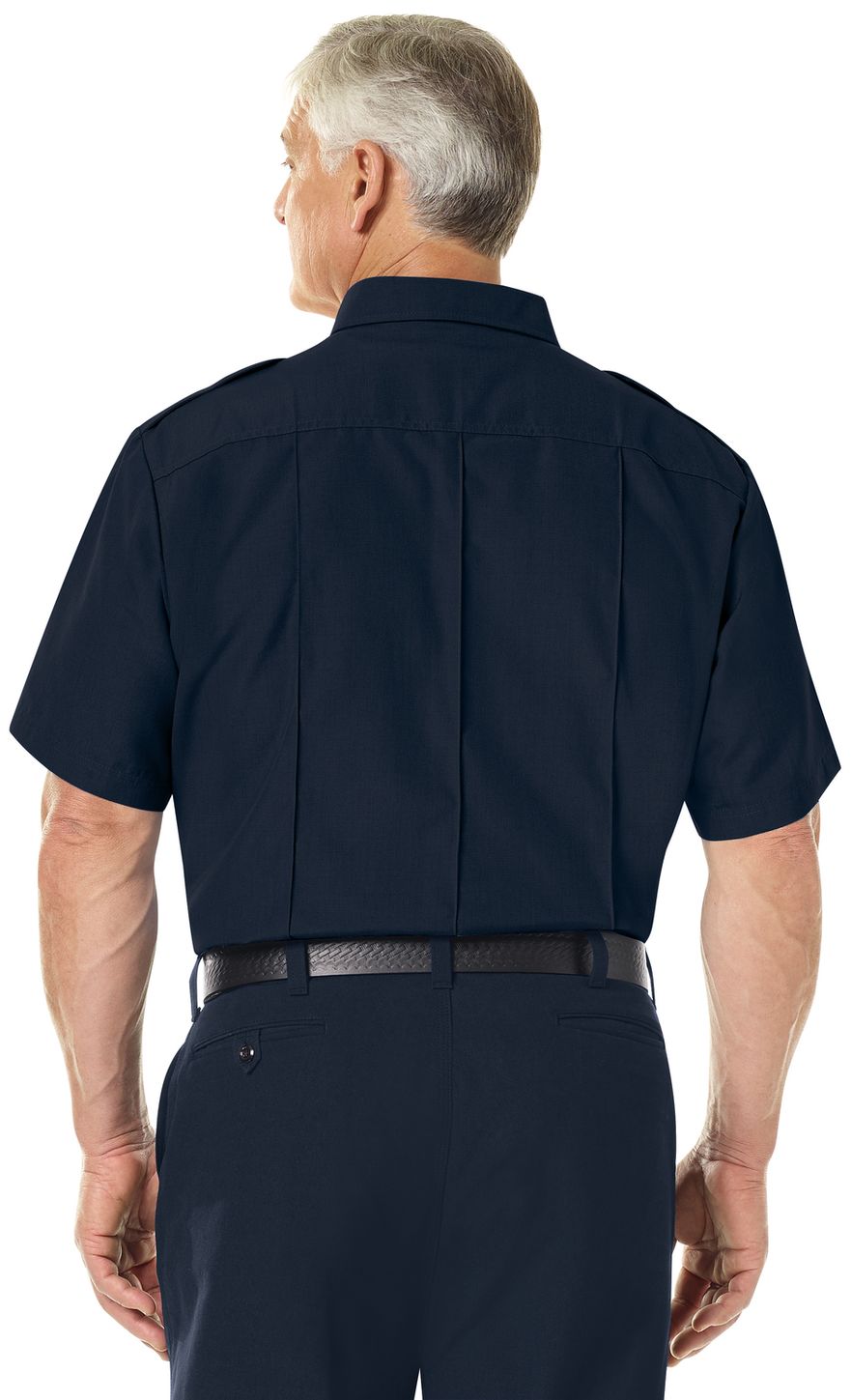 Workrite FR Fire Chief Shirt FSC2 Classic Short Sleeve Midnight Navy Example Back