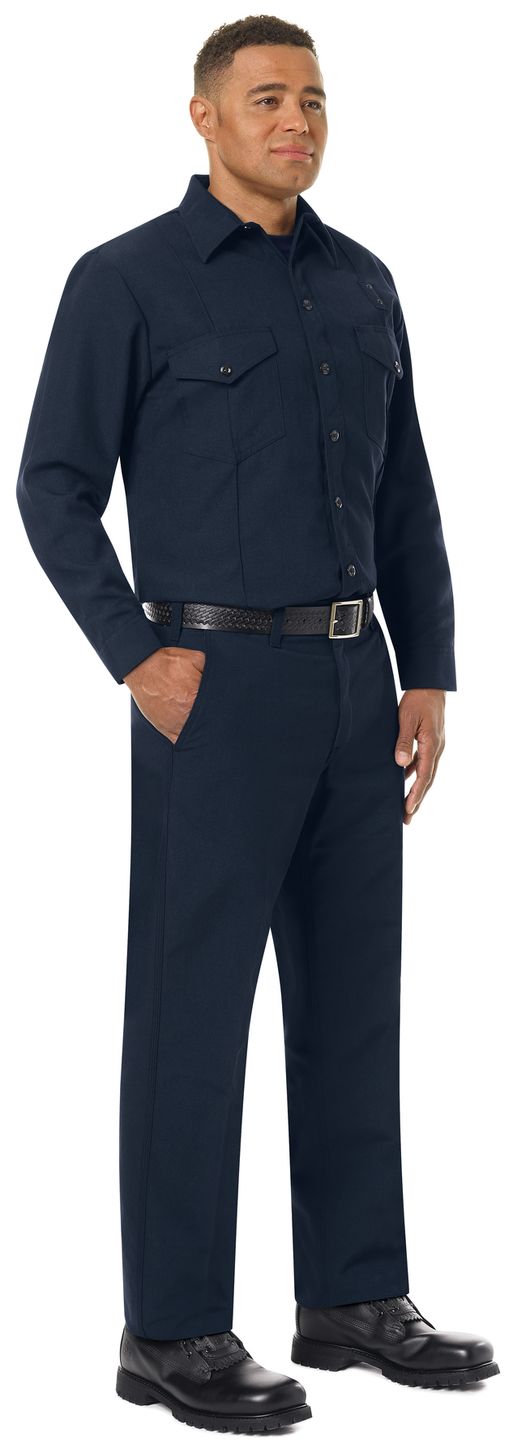 Workrite FR Firefighter Shirt FSF0 Classic Long Sleeve Midnight Navy Example Right