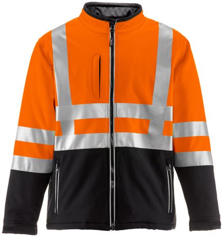 RefrigiWear 0496 Softshell HiVis Winter Work Jacket HiVis Orange With Reflective Tape Front