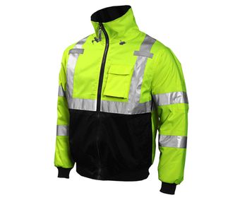 Tingley Bomber Hi Vis Insulated Work Jacket J26002 - Yellow, with Attached Hood