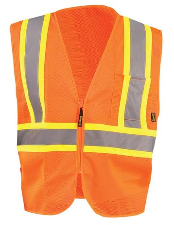 Occunomix ECO-IM2TZ Mesh Two-Tone Vest With Zipper Front Orange