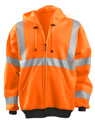 Occunomix OccuLux Sweatshirt LUX-SWT3HZ - Hi Viz Ultra Soft Wicking Zip-Up Front Orange