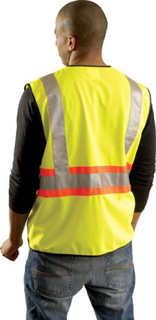 Occunomix Premium Solid Two-Tone Expandable Hi-Viz Vest LUX-SSG2TZ Back Example
