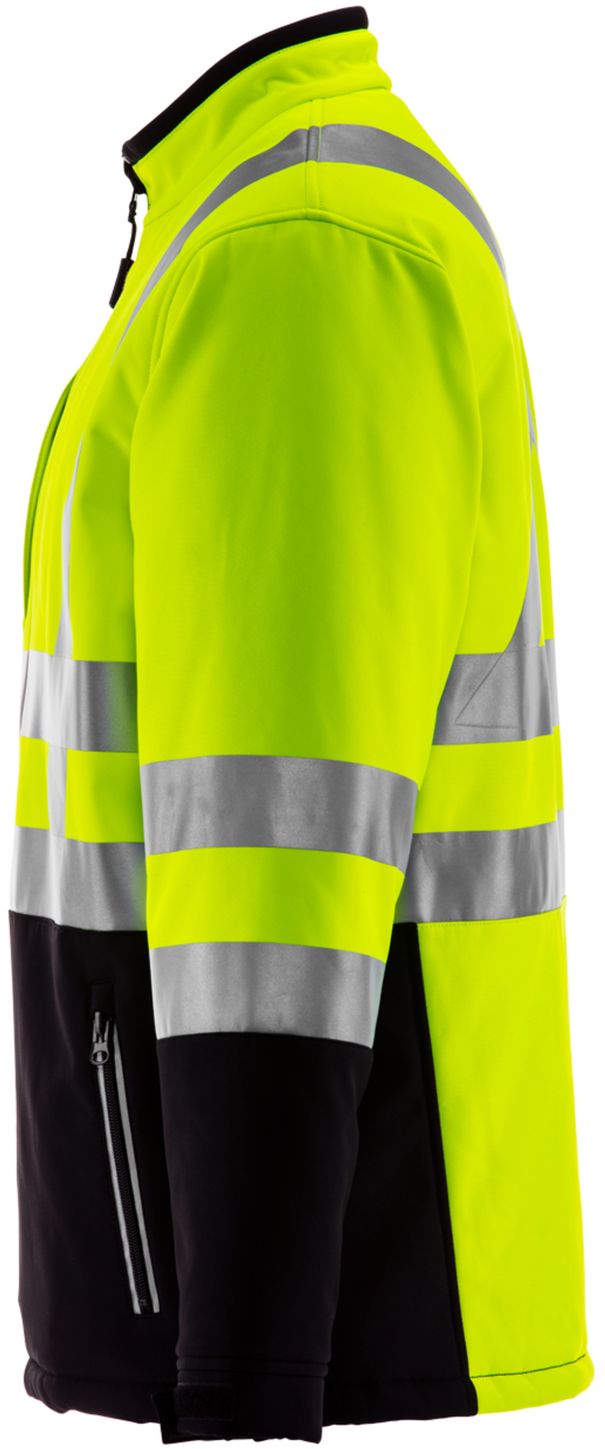 RefrigiWear 0496 Softshell HiVis Winter Work Jacket HiVis Lime Yellow With Reflective Tape Left