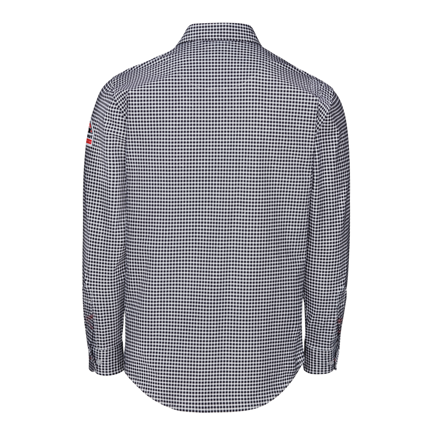 BulwarkFR-STG2-KNIT-BUTTON-DOWN-SHIRT-NAVY-CHECK-BACK
