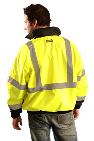 RK Safety Men's Class 3 Hi-Vis Safety Bomber Jacket With Detachable Sleeves – J8511/12