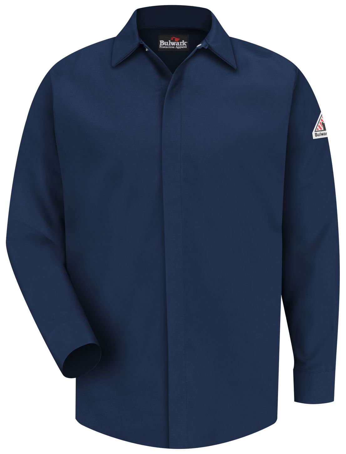 bulwark-fr-shirt-sms2-nv-midweight-pocketless-consealed-gripper-work-navy-front.jpg
